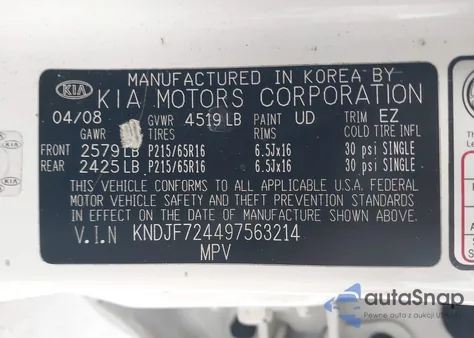 2009 Kia Sportage Lx z USA, uszkodzony, nr VIN KNDJF724497563214